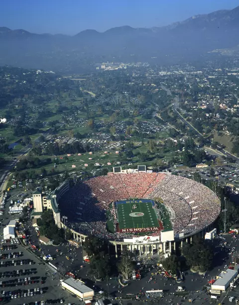 Aerial photo of 1999 Rose Bowl Stadium, Pasadena, California