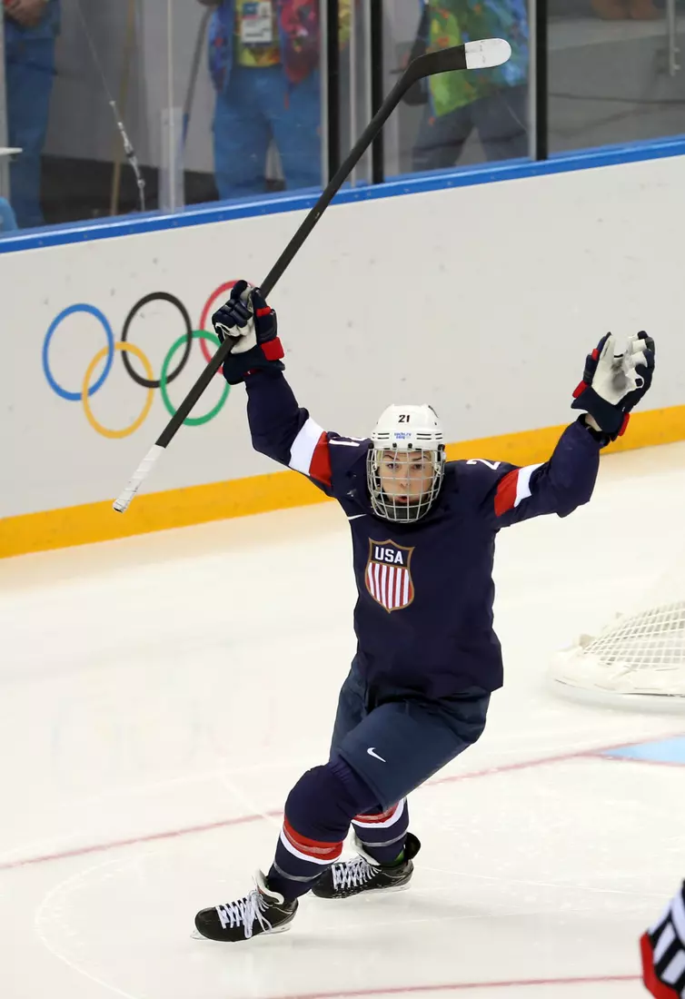 February 8, 2014: Sochi, RUS - U.S. forward Hilary Knight celebrates her goal against Finland during the first period in a women's hockey game at the Winter Olympics in Sochi, Russia, Saturday, February 8, 2014.
***** NORTH AMERICAN SALES ONLY ---- NO AGENTS ---- NORTH AMERICAN SALES ONLY *****