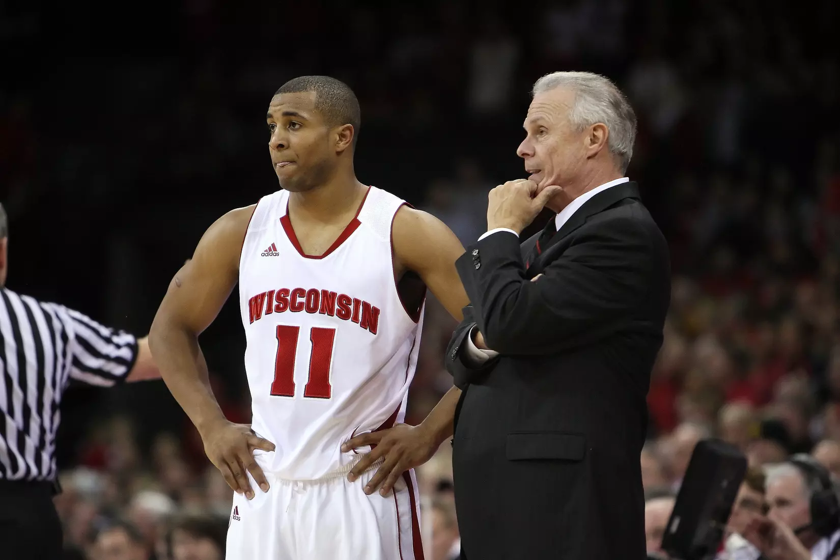Dec. 31, 2011 - Madison, Wisconsin, U.S - Wisconsin guard Jordan Taylor #11 and Head Coach Bo Ryan look on during the game. The Iowa Hawkeyes defeated the Wisconsin Badgers 72 - 65 at the Kohl Center in Madison, Wisconsin