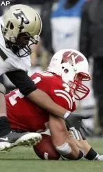 <b>Freshman linebacker Chris Borland recovered two fumbles against Purdue. (AP Photo/Andy Manis)</b>