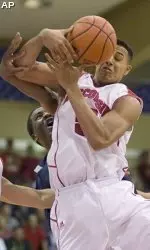<b>Freshman Ryan Evans fights for a tough rebound vs. Arizona.</b>