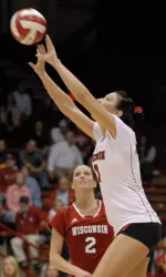 Brittney Dolgner and fellow senior Caity DuPont play in their last matches as Badgers tonight.
