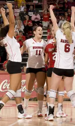 The Badgers celebrate a win.