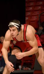 <b>Junior Eric Bugenhagen upset No. 17 Christian Brantley at heavyweight in the dual against NIU.</b>