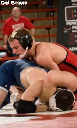 <b>Senior Kyle Ruschell went 3-0 on the first day of competition, only allowing his opponents to score two total points against him.</b>