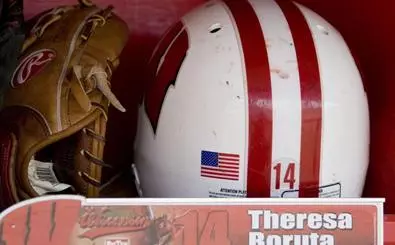 Badgers head across the lake Image