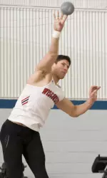 <b>Sophomore Derek Steinbach stands second after four events in the heptathlon</b>