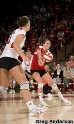 <b>Seniors Allison Wack (left) and Kim Kuzma play in their last home matches.</b>