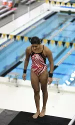 <b>Sophomore Roxanne Fitter finished ninth on the 1-meter board to lead the Badgers in day 2 of the Trojan Diving Invitational.</b>