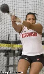 <b>Senior Johanne Verpil broke her own school record in the weight throw for the third time this season</b>