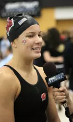 <b>Sophomore Beckie Thompson won her second-consecutive Big Ten title in the 50-yard freestyle Thursday</b>