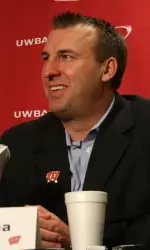 <b>Coach Bret Bielema at the 2010 National Signing Day news conference.