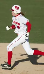 <b>Junior Jennifer Krueger stole two bases, tying the school record for stolen bases at UW.</b>