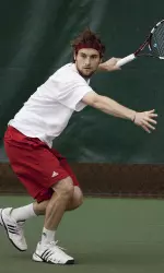 <b>Senior Moritz Baumann defeated No. 84 Joshua Graves to help UW past Northwestern.</b>