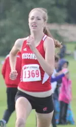 <b>Freshman Megan Stenz led the way for the Badgers in her first collegiate meet.</b>