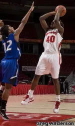 <Senior Anya Covington goes up for a shot.</b>