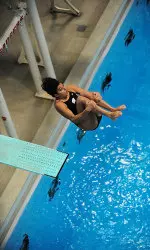 <b>Sophomore Roxanne Fitter led the Badger women's divers on the 3-meter board Friday with her 19th place finish in the prelims.</b>