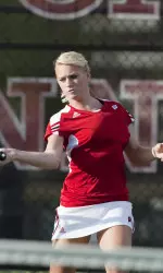 <b>Freshman Jenny Hois competed for the first time this season at No. 1 singles against North Carolina State.</b>