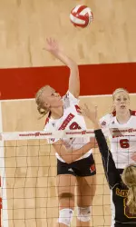 <b>Julie Mikaelsen led the Badgers in kills in two out of three matches.</b>