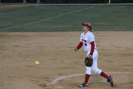 Cassandra Darrah throws a pitch during Wisconsin's game against Loyola on March 31, 2011.