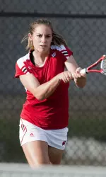 <b>Sophomore Hannah Berner won her 12th singles match of the season against Michigan State.</b>