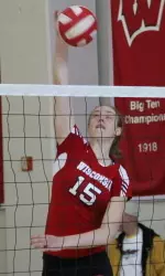 <b>Crystal Graff led the Badgers with five kills vs. Marquette.</b>