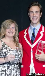 <b>Geena Prough accepted Brianna Decker's student-athlete of the year award at the Buckinghams.</b>