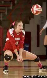 <b>Annemarie Hickey leads the Big Ten in digs per set.</b>