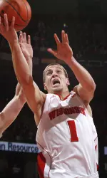 <b>Brust scored Wisconsin's first five points and finished with a team-high 22.</b>