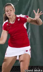 <b> Senior Aleksandra Markovic recorded one of three singles wins for Wisconsin in its win over BYU. </b>