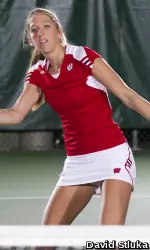 <b> Senior Alaina Trgovich was the only Badger to win a set at Utah. </b>
