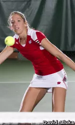 <b> Senior Alaina Trgovich got a team-best eight games off her Michigan opponent. </b>