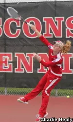 <b> Sophomore Nicky Stracar recorded a win at court three for UW. </b>