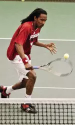 <b>Rod Carey defeated Benedikt Lindheim, 6-3, 6-0, to earn the Badgers their first point of the match.</b>