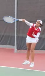 <b> Freshman Nova Patel was one of two Badgers to record a singles win. </b>