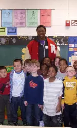 <b>David Gilbert of the football team is one of numerous UW student-athletes who participate in community service events.</b>