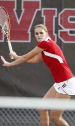 <b>Lauren Chypyha provided a silver lining for the Badgers with her strong singles performance against highly-rated Mary Clayton<b/>
