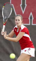 <b>Burich's come-from-behind win in No. 4 singles provided the lone point for Wisconsin<b/>