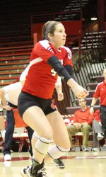 <b>Annemarie Hickey led the Badgers with 14 digs against Milwaukee.</b>