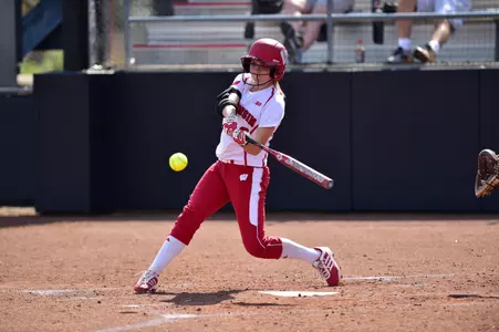 Freshman Kelsey Jenkins (3) singled to left field to bring home Maria Van Abel (10) for the game winning RBI.