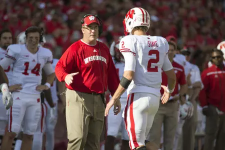 Coach Paul Chryst and Joel Stave vs Nebraska