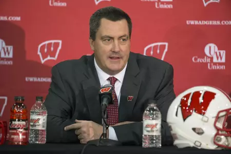 Paul Chryst talks with the media