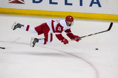 Adam Rockwood draws a tripping penalty