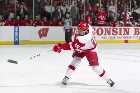 Former Badger defenseman Jake McCabe action shot