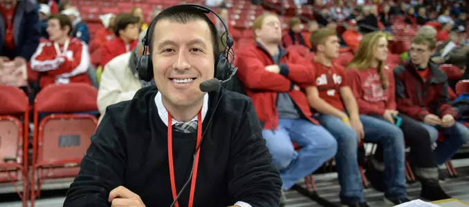 Jon Arias during a women's basketball game at the Kohl Center
