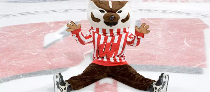 Bucky Badger on ice for Black Friday deals