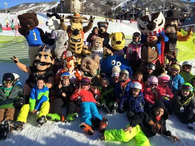 mascots on slopes at steamboat stampede