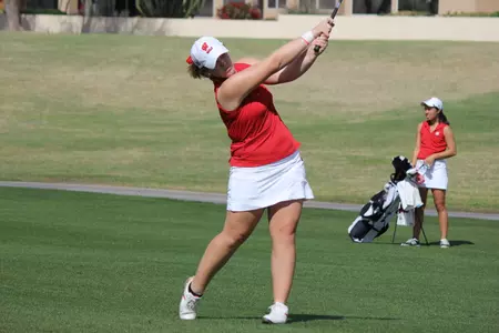 Brooke Ferrell makes an approach shot at the Westbrook Spring Invitational Feb. 22-23 in Peoria, Ariz.