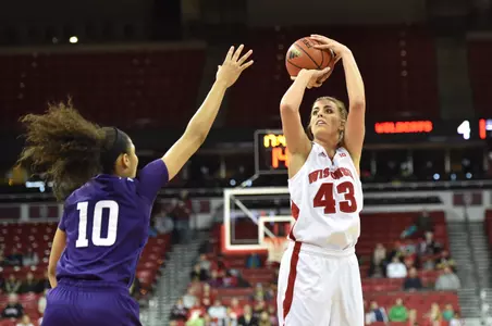 Senior Cassie Rochel notched a double-double with 12 points and 13 rebounds during the Badgers' game vs. Northwestern on Feb. 22, 2015. (Photo by Jack McLaughlin)