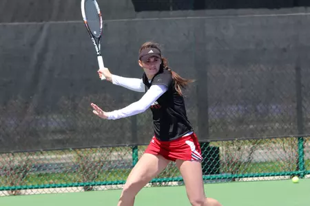 Lauren Chypyha returns a serve at the 2015 Big Ten Tournament against No. 28 Purdue in Evanston, Ill. on April 23.